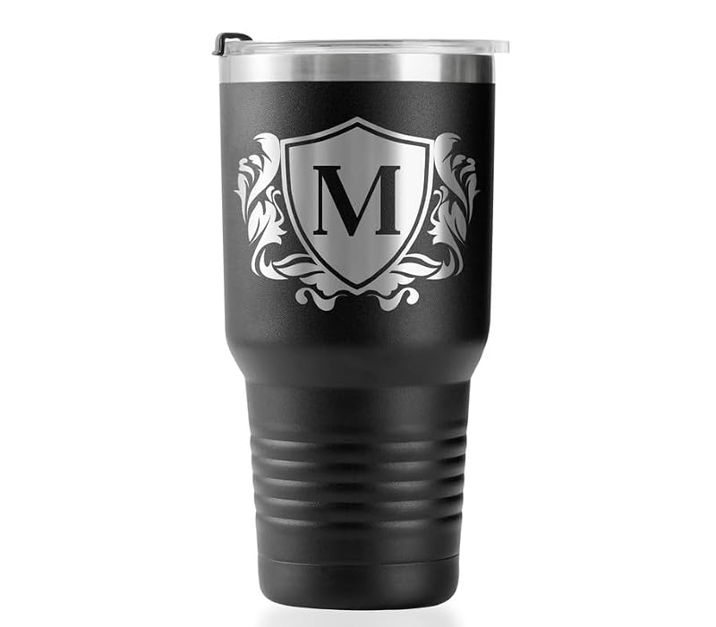 Onebttl Personalized 30oz Monogram Travel Tumbler for Men with Initial M, Custom Coffee Cup Gift for Him