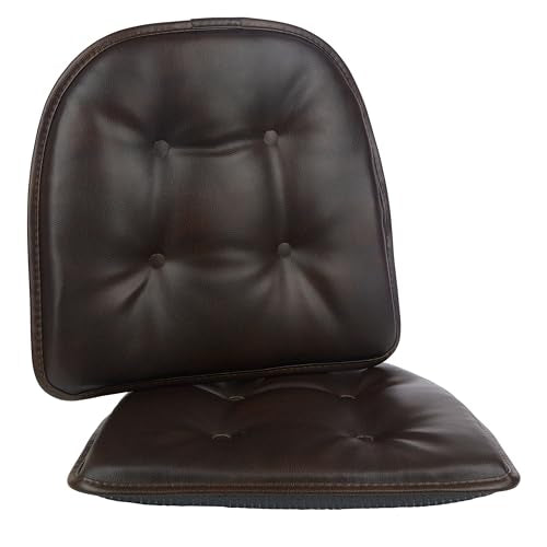 Non-Slip Faux Leather Dining Chair Cushions, 17x16 Inch Seat Pads - 2 Pack