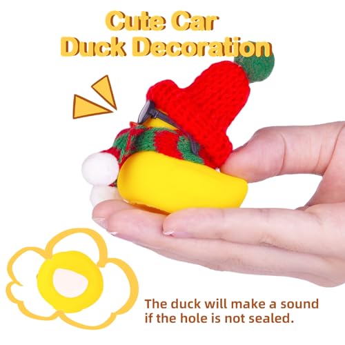 MuMyer Christmas Rubber Duck Car Ornament with Beanie, Sunglasses & Scarf - Black Sunglasses, Red & Red-White Hat, 2 Inches - Holiday Dashboard Decor