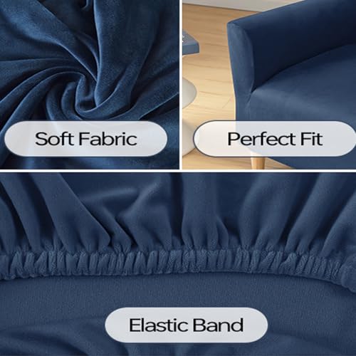 Stretch Velvet Armchair Slipcover with Arms - Anti-Slip Protector