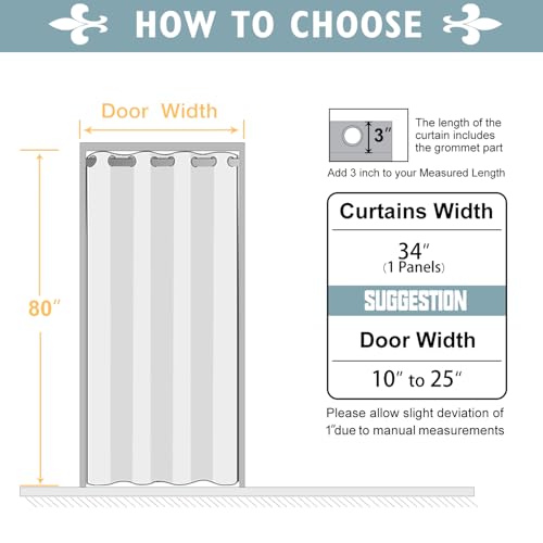 Blackout Doorway Curtain - Thermal Insulated Privacy Panel, 34" x 80", Dark Grey