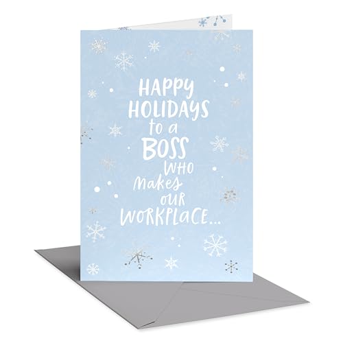 American Greetings Christmas Thank You Card for Boss Snowflakes with Lights - Holiday Appreciation