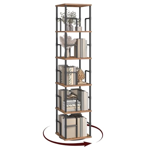 5-Tier Rotating Corner Bookshelf, 360-Degree Spinning Storage Rack