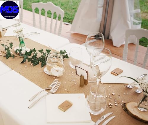 Natural Burlap Table Runners 12 x 108 Inches Pack of 12 - Rustic Farmhouse Decor