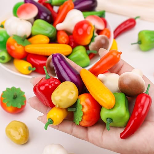 70 Pcs Artificial Mini Vegetables Set - Realistic Foam Faux Food Decor