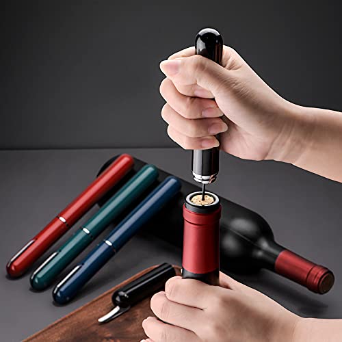 IPEROT Black Air Pressure Wine Bottle Opener with Foil Cutter - Effortless Cork Removal