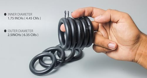 Handmade Wooden Curtain Rings - 1.5 Inch Black Wood Drapery Rings (24 Pack)