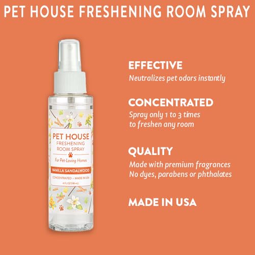 Pet Odor Eliminator Room Spray - Vanilla Sandalwood, 4 oz Concentrated