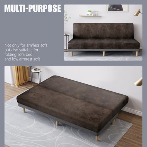 Stretch Futon Slipcover for Armless Sofa Bed - Dark Brown