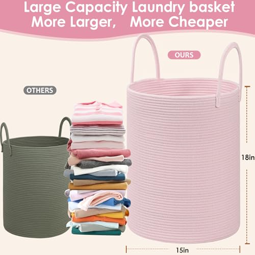 Large Cotton Rope Laundry Hamper - 60L Collapsible Blanket & Toy Basket