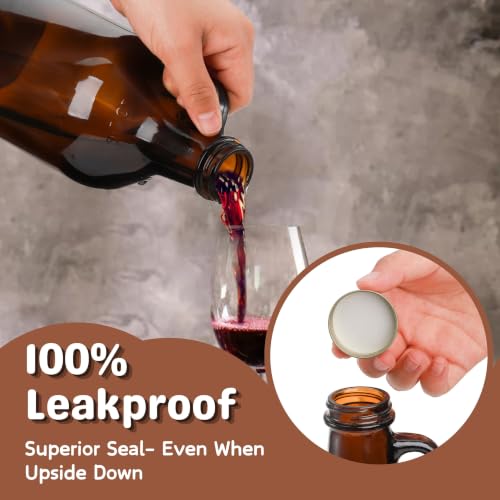 32 oz Amber Glass Growlers with Airtight Lids and Handles - 3 Pack Jugs