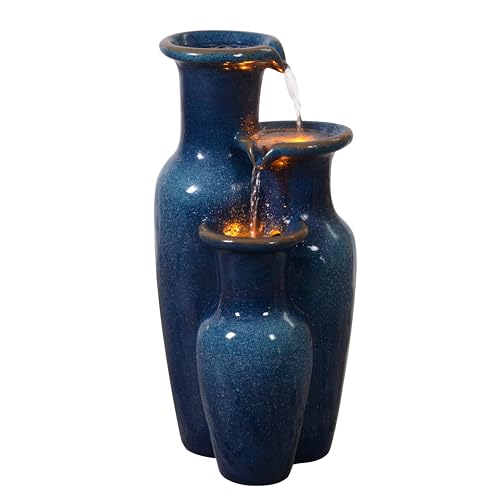 24-Inch LED Water Fountain - Ceramic-Look Resin Waterfall for Indoor Outdoor