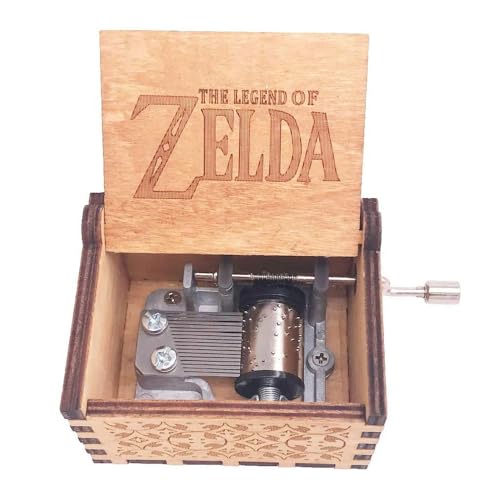 Engraved Wooden Hand Crank Music Box - Song of Storms Melody