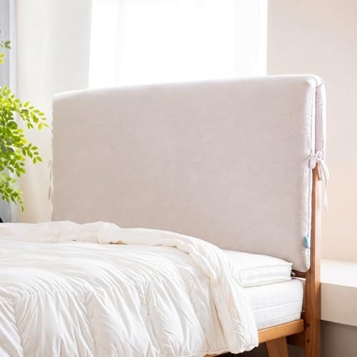 Soft Upholstered Headboard Cover with Tie Straps - 71x28in, Beige
