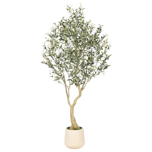 6ft Artificial Olive Tree with Planter - Realistic Faux Indoor Tree