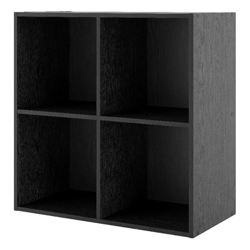 4-Cube Storage Organizer Shelf, Stackable Wood Bookcase for Cubby Bins