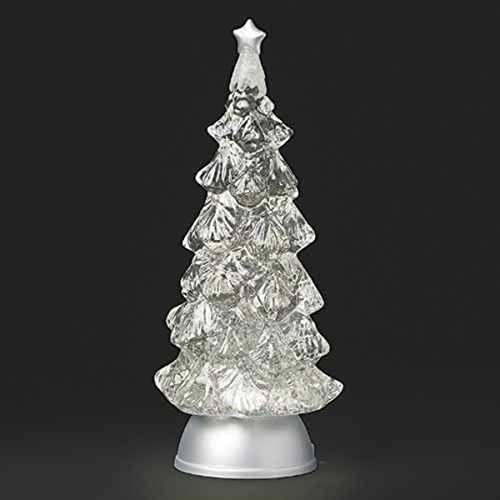 13-Inch LED Lighted Christmas Tree with Glitter Swirl Effect - USB Powered Holiday Decor
