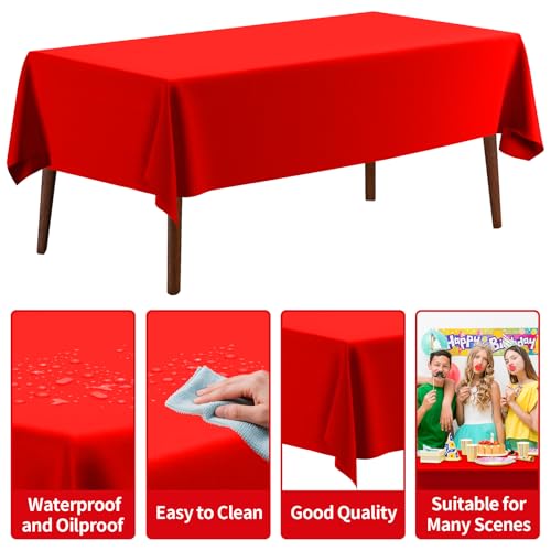 CXPSINC 54in x 300ft Red Plastic Table Cover Roll with Slide Cutter for All Table Shapes