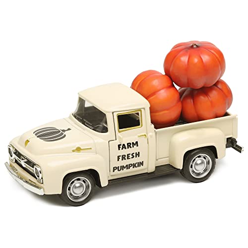 Mini Metal Farm Truck Decor with 3 Pumpkins for Fall Tiered Tray Display