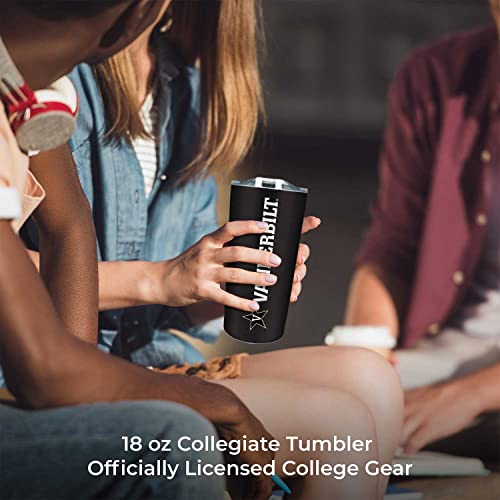 Campus Colors NCAA Stainless Steel Tumbler perfect for Gameday - 18 oz - Double Walled - Keeps Drinks Perfectly Insulated (Vanderbilt Commodores - Black)