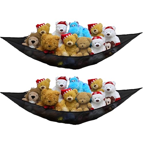 Jumbo Stuffed Animal Toy Hammock Net - 2 Pack Corner Wall Storage