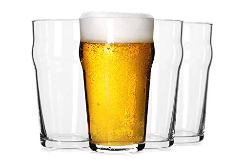 20oz Stackable Pint Beer Glasses - Set of 4 English Pub Style Glassware