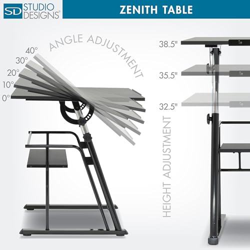 Adjustable Drafting Table with Storage Shelf, 42-Inch Artist Workstation