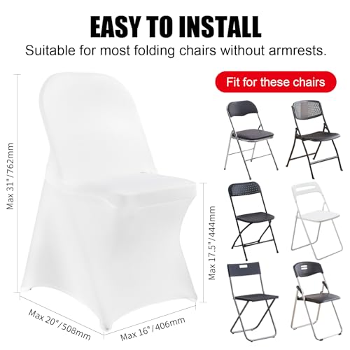Stretch Spandex Chair Covers, White - 100 PCS Universal Slipcovers