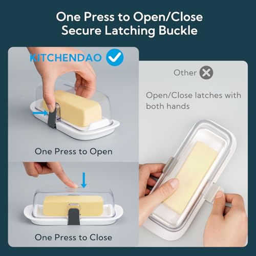 Airtight Butter Dish with Lid - One-Handed Latching Butter Container