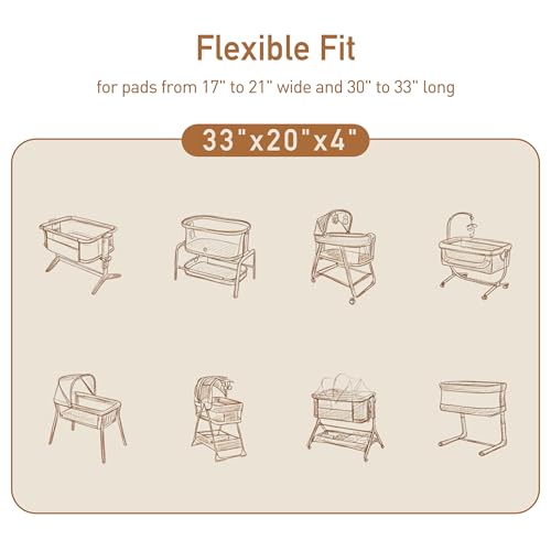 Muslin Cotton Bassinet Sheets 3-Pack, 33"x20" OEKO-TEX Fitted Bedside Sleeper
