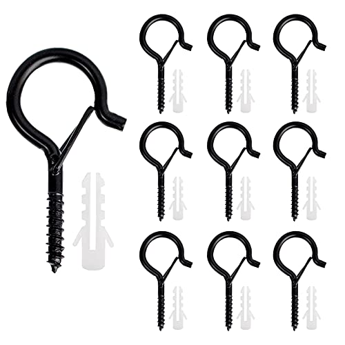 Benvo 10 Pcs Outdoor Q-Hanger Easy Release Screw Wire Hooks for String Lights Black