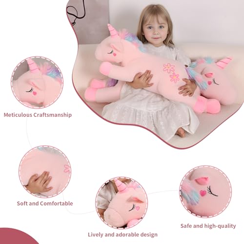 32-Inch Giant Pink Unicorn Plush Toy, Jumbo Soft Stuffed Animal Pillow