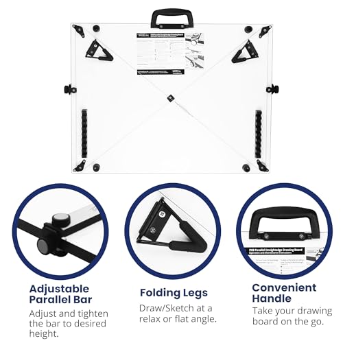 30x42 Inch Portable Drafting Table with Parallel Bar and Folding Legs