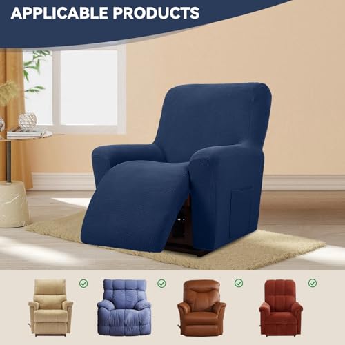 Recliner Chair Cover, Stretch Furniture Protector for Pets & Kids - Navy