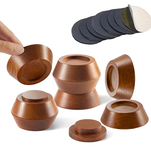 Adjustable Bed Risers Set of 8 - Solid Wood, Non-Slip Design