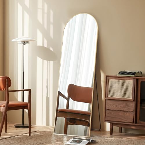 64" x 21" Arched Full Length Floor Mirror, Aluminum Alloy Frame