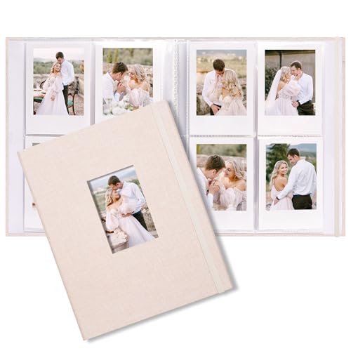 2x3 Inch Mini Photo Album - 208 Pocket Archival Safe Memory Book, Beige