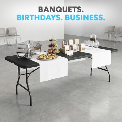 8ft Portable Plastic Folding Table - Heavy-Duty Indoor & Outdoor Utility Table