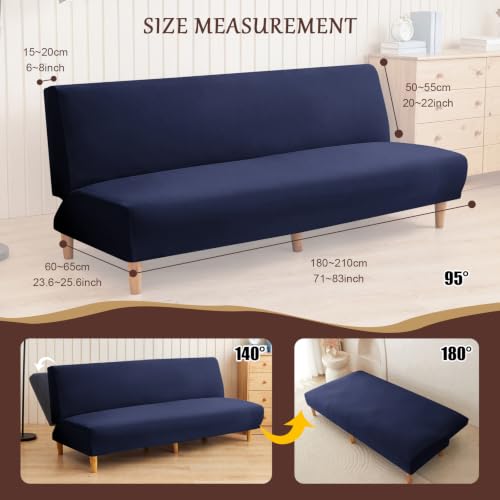 Large Navy Armless Futon Cover - Soft Stretch Sofa Protector