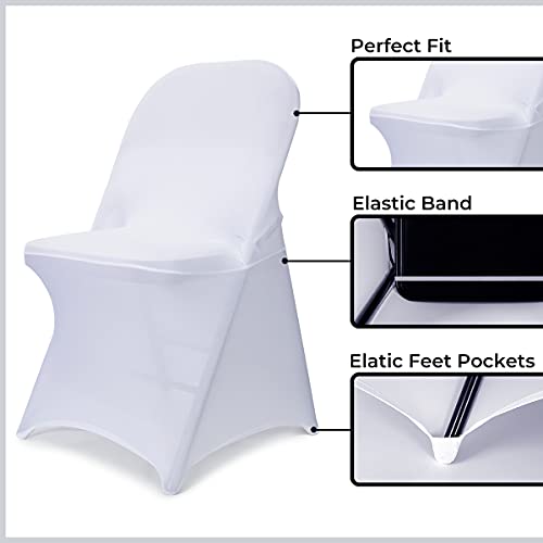 Universal Stretch Spandex Folding Chair Covers - 10PCS White