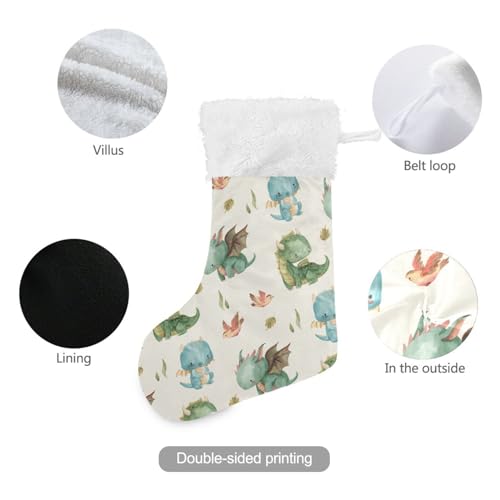 Kigai Dragon Christmas Stocking 17.7" Plush Faux Fur Large Hanging Decor
