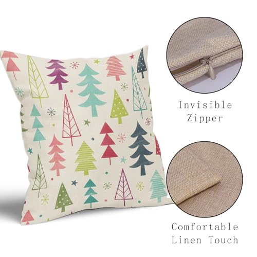 Sivirary 18x18 Inch Colorful Christmas Pillow Covers Set of 2 - Double-Sided Rainbow Xmas Tree Print