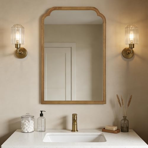 24x36 Inch Rustic Solid Wood Wall Mirror, Decorative Farmhouse Mirror