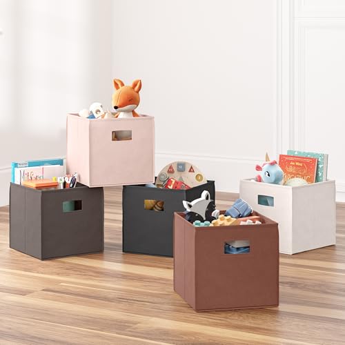 Folding Storage Bins 2-Pack Soft Pink Fabric Cubes with Handles