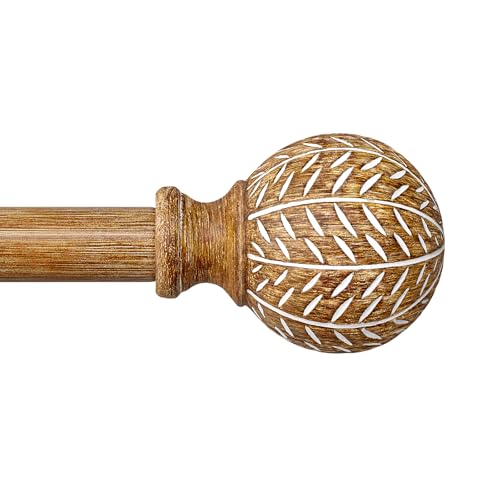 1-Inch Heavy Duty Adjustable Curtain Rod Set with Leaf Finials, 36"-88"