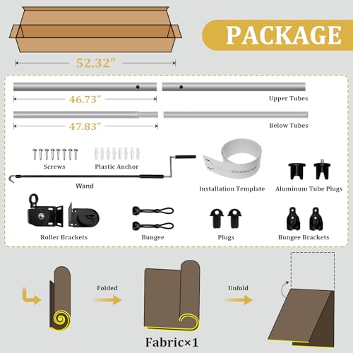 Outdoor Roller Shades, 8' W x 8' H Cordless Blinds for Patio & Porch