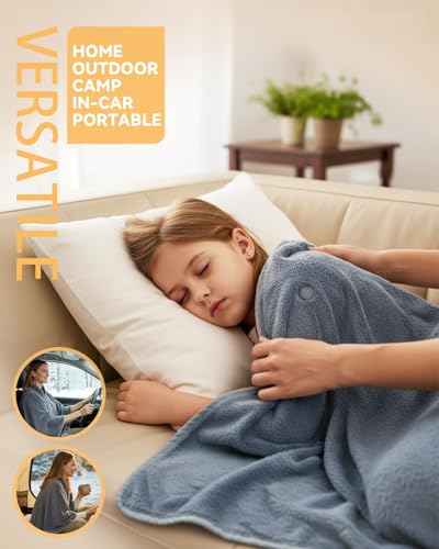 Cordless Heated Throw Blanket with 13500mAh Battery & 6 Heat Settings