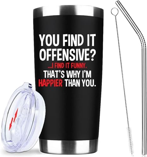 ATHAND 20oz You Find It Offensive, I Find It Funny Stainless Steel Tumbler with Lid - Black Variation