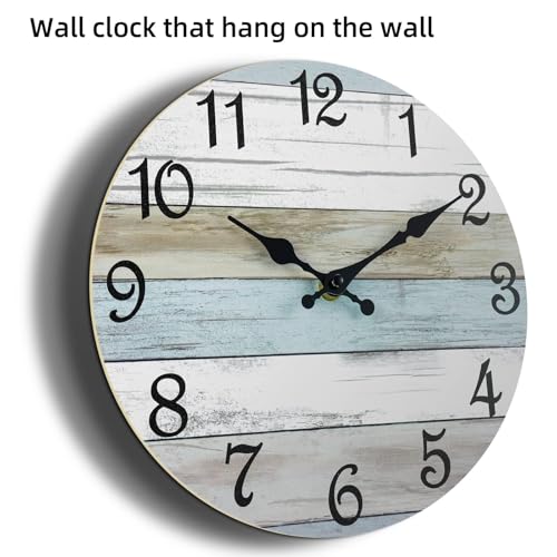 Silent Coastal Nautical Wall Clock - 8 Inch Non-Ticking Beach Decor