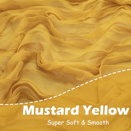 Mustard Yellow 3Pcs Gauze Cheesecloth Table Runner – 90x300cm Boho Linen Set (LGSMFT)